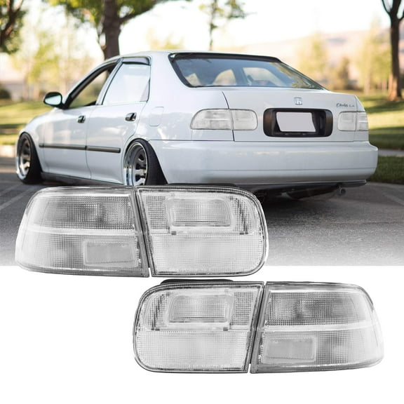 1992-1995 Honda Civic 2D Coupe / 4D Sedan JDM EG Style All Clear 3PC Tail Lights - Made by Unique Style Racing - Unique Style Racing