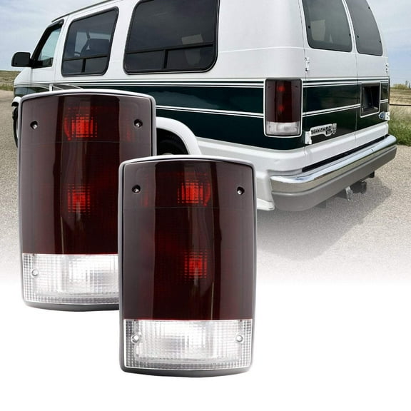 1992-2014 Ford Econoline Van E-150 / E-250 / E-350 & 2000-2005 Ford Excursion Dark Cherry Red Lens Tail Light - Unique Style Racing