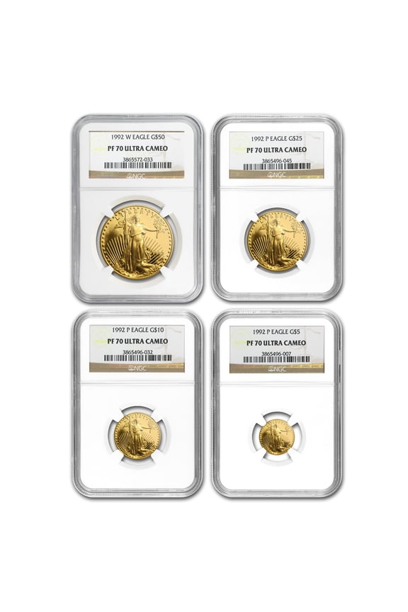 1992 4-Coin Proof American Gold Eagle Set PF-70 NGC