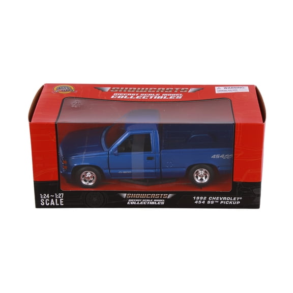 1992 Chevy 454 SS Pickup Truck, Blue - Showcasts 77203BU - 1/24 Scale Diecast Model Car