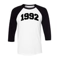 thumbnail image 1 of 1992 College Style Three-Quarter Raglan Sleeve Baseball Shirt Unisex Medium White/Black, 1 of 5