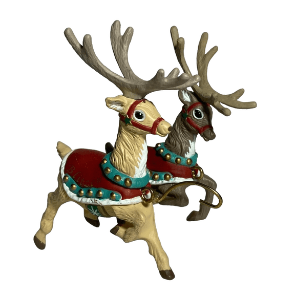 1992 Donder and Blitzen (Fourth of Five Ornaments in the Santa and His Reindeer Collection) Hallmark Keepsake Christmas Tree Ornament - XPR9738