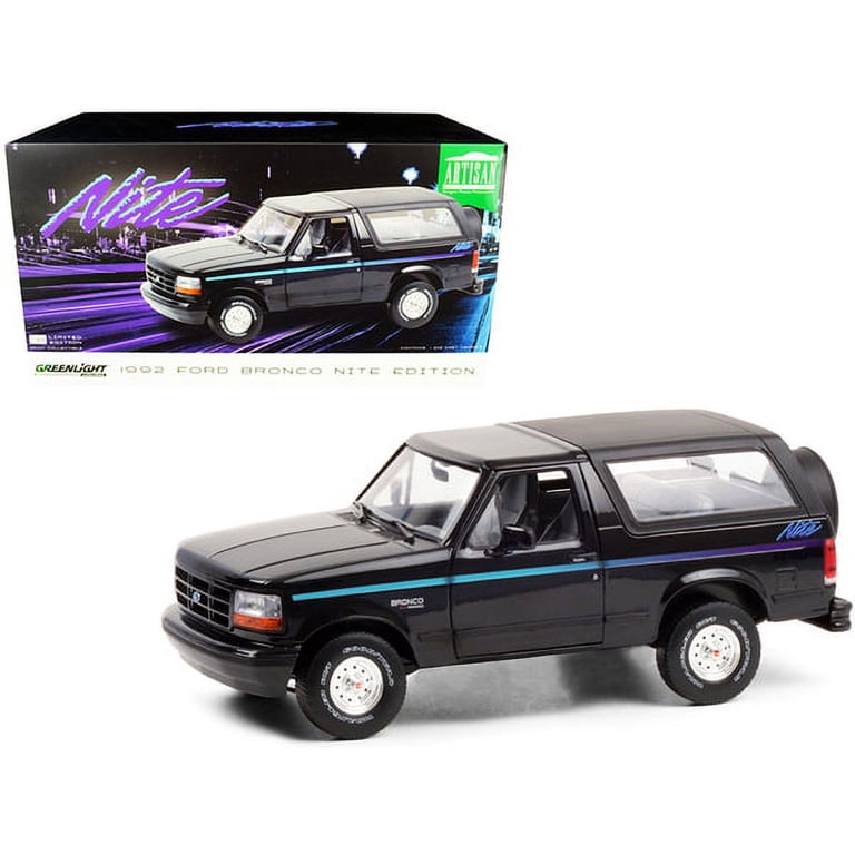 Ford Model 92 ミニカー BRK42 1992 Ford Bronco Nite Edition Black with Multicolor Stripes 1/18