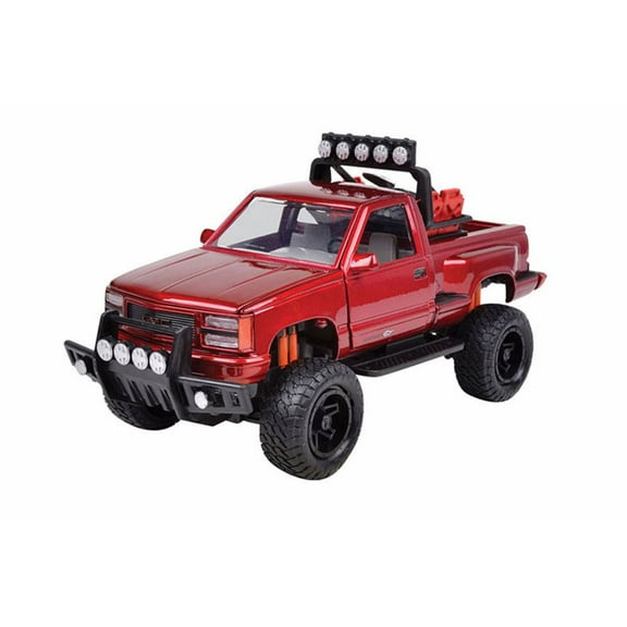 1992 GMC Sierra GT Pickup Truck, Red - Motor Max 79136R - 1/24 scale Diecast Model Toy Car