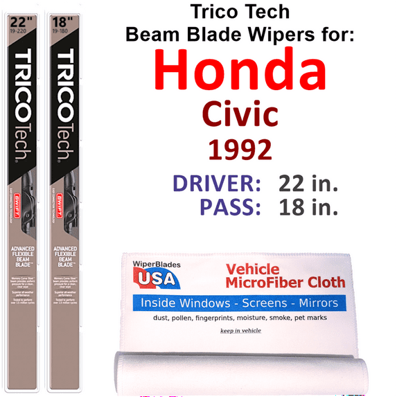 1992 Honda Civic Beam Blade Wipers (Set of 2)