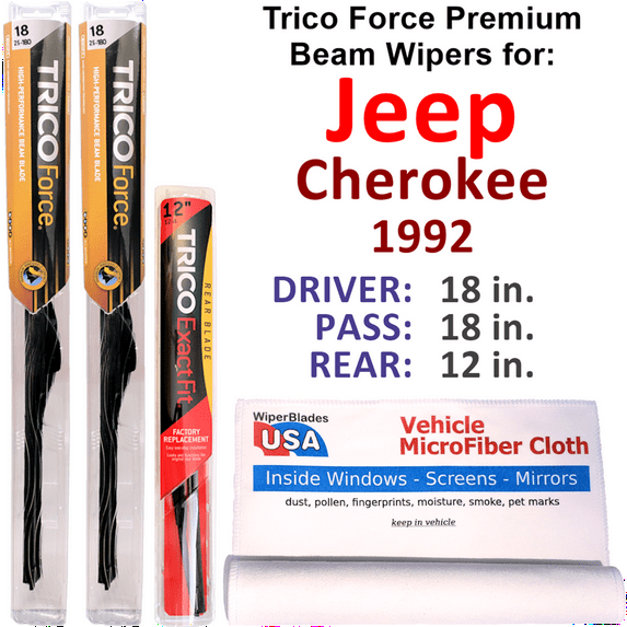 1992 Jeep Cherokee Performance Beam Wipers (Set of 3) w/Rear Wiper