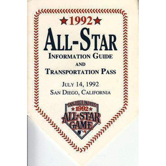 1992 MLB All-Star Game Info Guide Transportation Pass