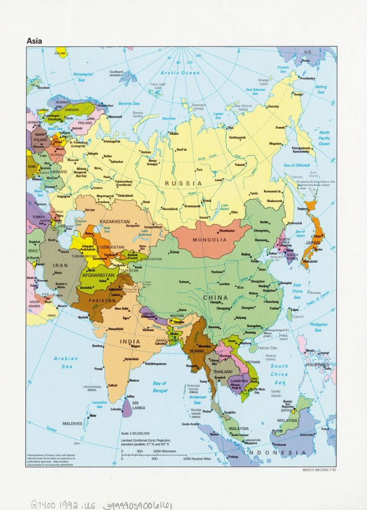 1992 Map of Asia | 1000 piece jigsaw puzzle for adults Family ...