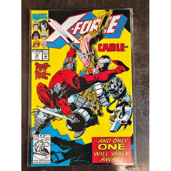 1992 Marvel Comics X-Force #15 Deadpool Cable Comic Book Cover