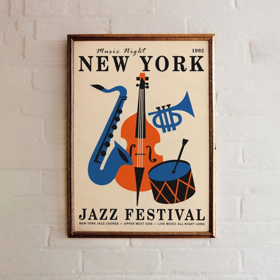 1992 New York Jazz Festival Retro Music Decor Poster Design 1, Unframed Paper Poster 8x10in