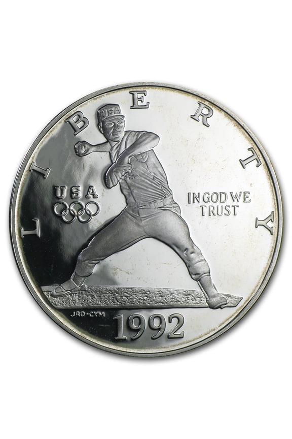 1992-S Olympic Baseball $1 Silver Commem Proof (Capsule only)