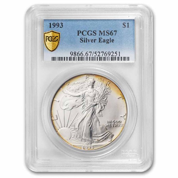1993 American Silver Eagle MS-67 PCGS (Reverse Toning)