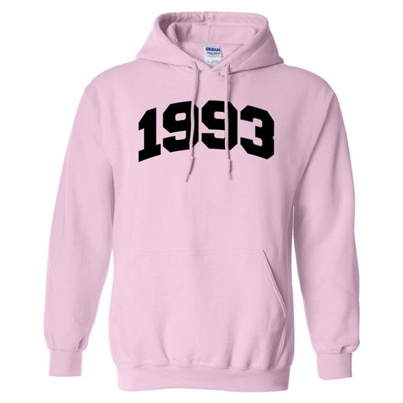 1993 College Style Hoodie Sweatshirt Unisex Large Pink