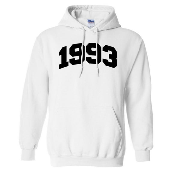 1993 College Style Hoodie Sweatshirt Unisex Large White