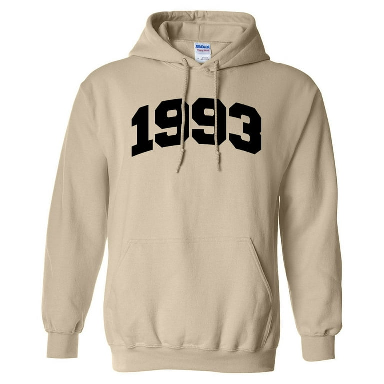 1993 College Style Hoodie Sweatshirt Unisex Small Sand