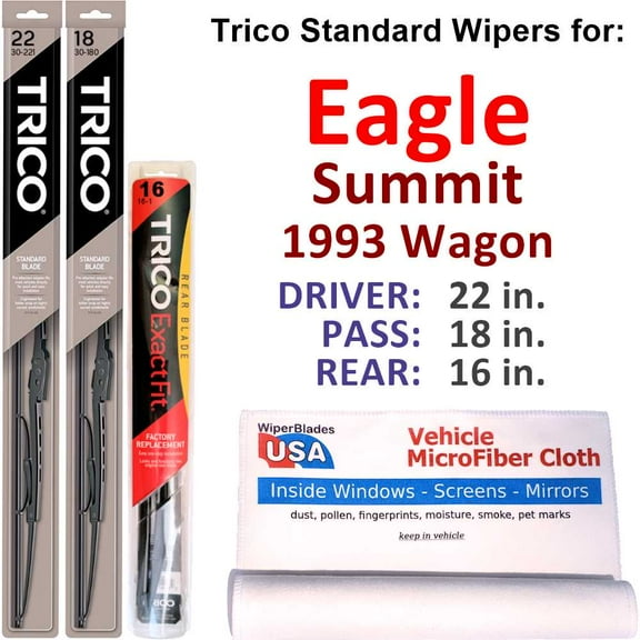 1993 Eagle Summit Wiper Blades (Set of 3) w/Rear Wiper