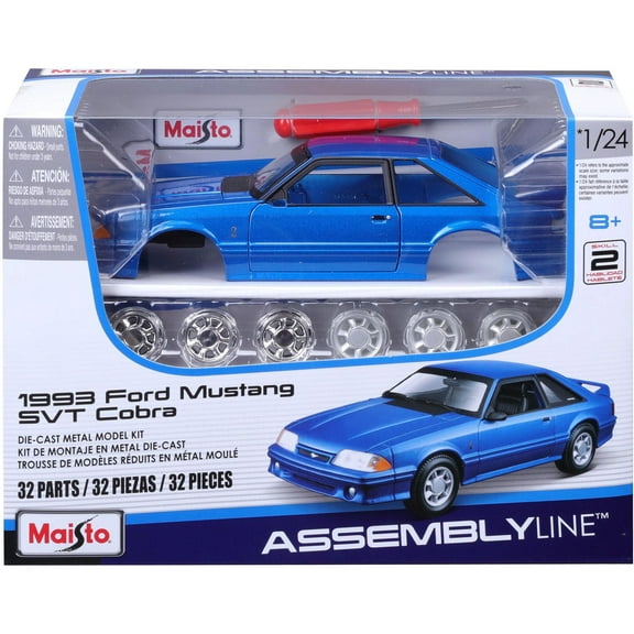 1993 Ford Mustang SVT Cobra Diecast Model Kit - Metallic Blue 1:24 Scale