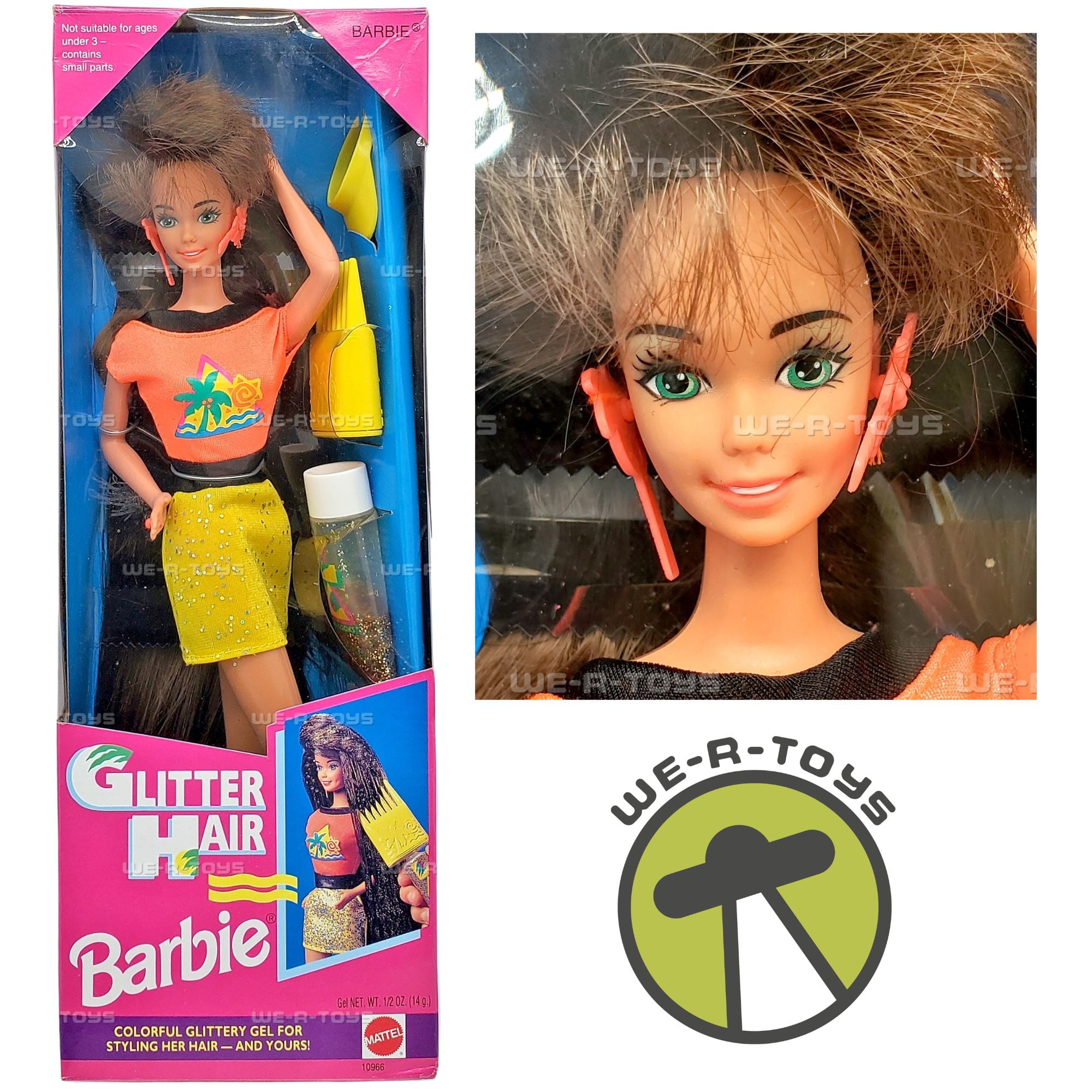 Glitter Hair Barbie Doll Brunette 1993 Mattel 10966 - Walmart.com