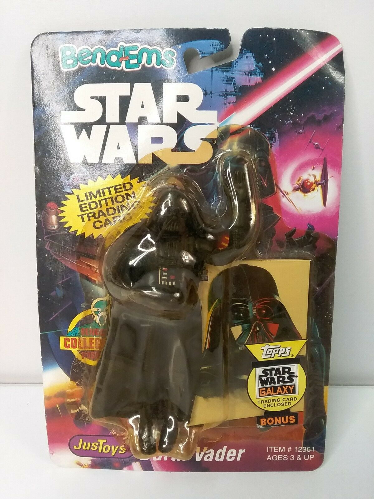 1993 JusToys Star Wars BendEms Darth Vader #12361 Poseable Action 