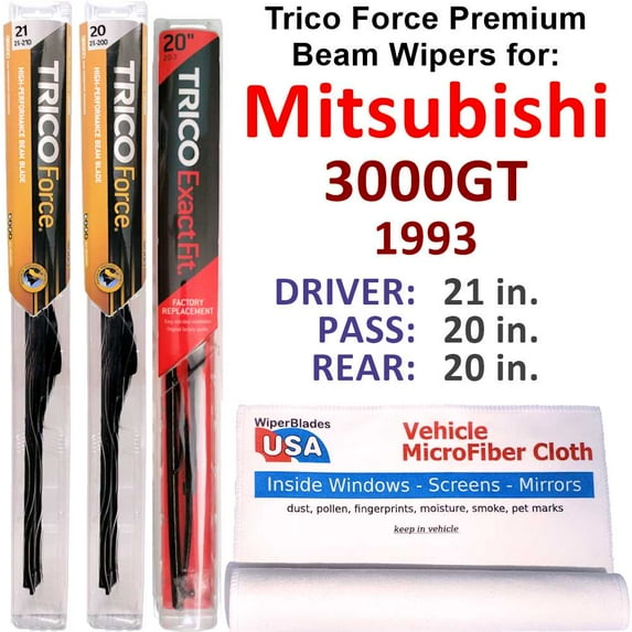1993 Mitsubishi 3000GT Performance Beam Wipers (Set of 3) w/Rear Wiper