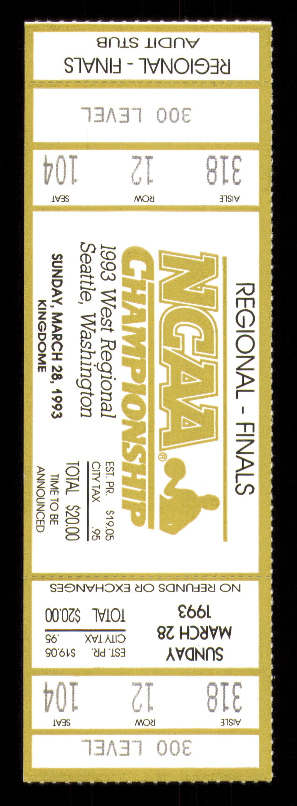 1993 NCAA Basketball Tournament West Regional Finals Unsigned Full