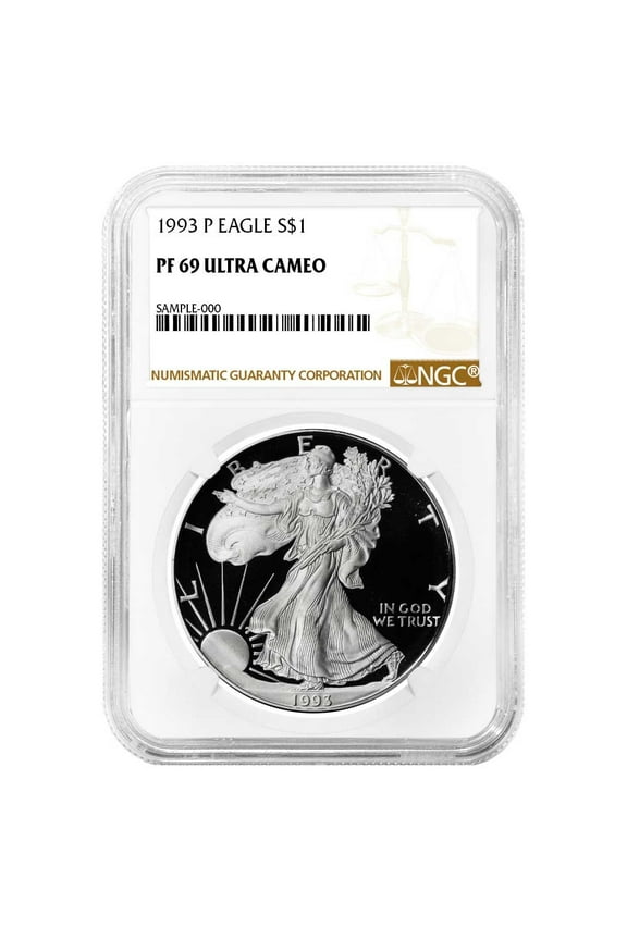 1993-P Proof $1 American Silver Eagle NGC PF69UC Brown Label