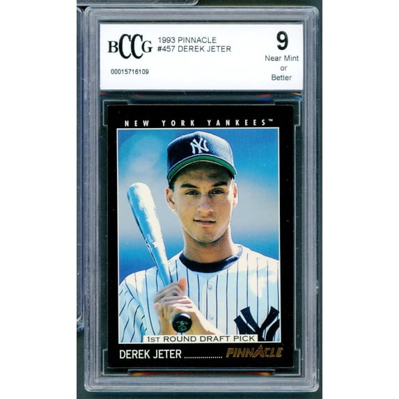1993 Pinnacle #457 Derek Jeter Rookie Card BGS BCCG 9 Near Mint+