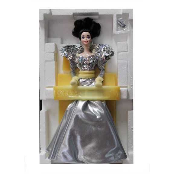 1993 Silver Starlight Porcelain Barbie Doll, NRFB, (11305) Non-Mint Box