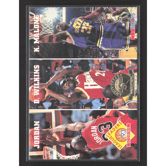 1993 SkyBox NBA Hoops Dominique Wilkins Karl Malone Michael Jordan #283 League Leaders Scoring