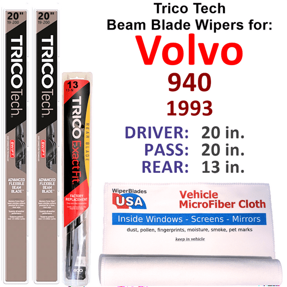 1993 Volvo 940 Beam Blade Wipers (Set of 3) w/Rear Wiper