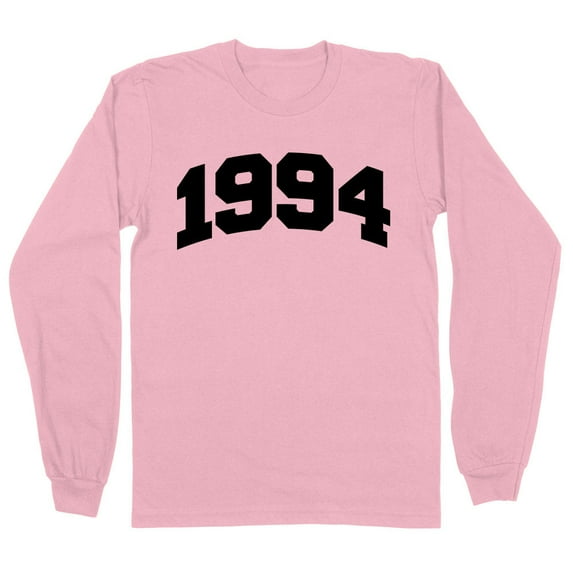 1994 College Style Long Sleeve Shirt Unisex Medium Pink