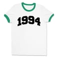 thumbnail image 1 of 1994 College Style Ringer Tee Shirt Unisex Large White/Kelly Green, 1 of 5