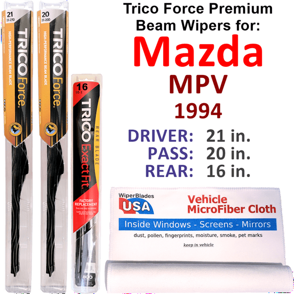 1994 Mazda MPV Performance Beam Wipers (Set of 3) w/Rear Wiper