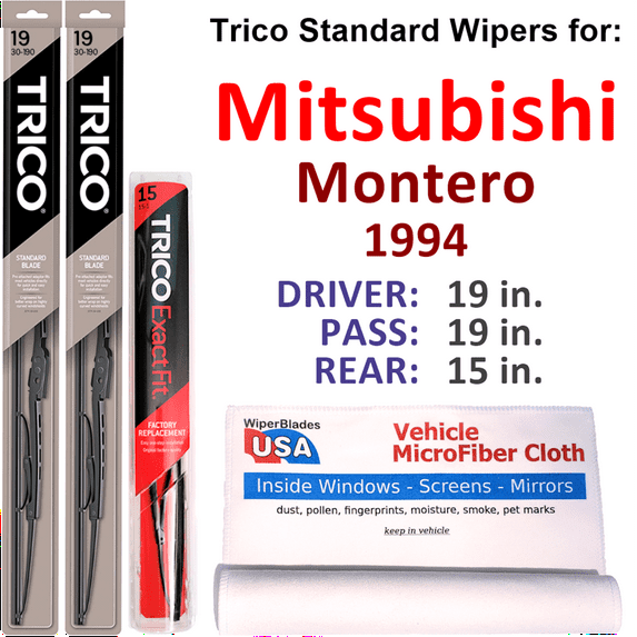 1994 Mitsubishi Montero Wiper Blades (Set of 3) w/Rear Wiper