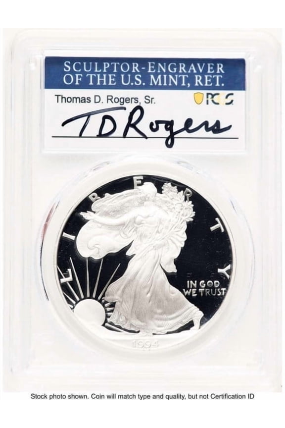 1994-P $1 American Silver Eagle Coin PCGS MS70, Thomas D. Rogers Sr. Signature - HAT768981048