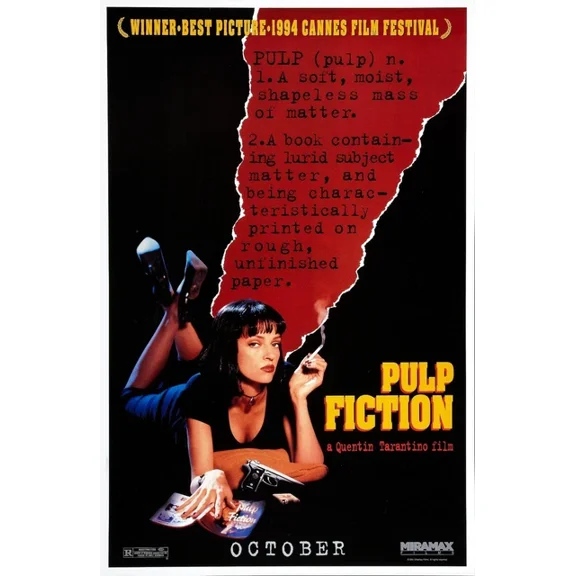 1994 Pulp Fiction Movie Poster John Travolta Samuel L Jackson Uma UNFRAMED PAPER POSTER, Home Decor