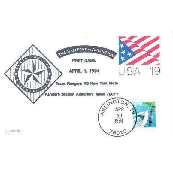 1994 Texas Rangers Ballpark at Arlington 1st Game Commemorative postcard