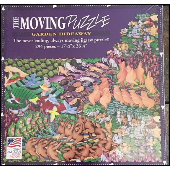 1994 The Moving Puzzle "Garden Hideaway" 294 Pieces Wildlife Animals Challenging