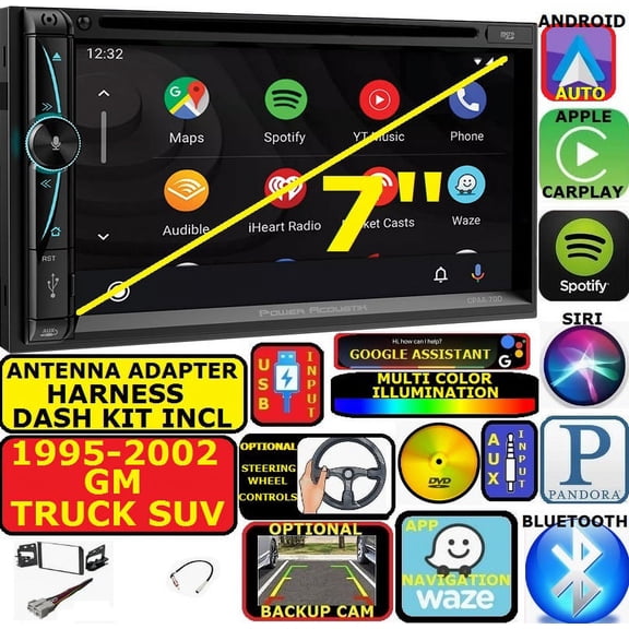 1995-2002 GM TRUCK SUV GPS NAVIGATION APPLE CARPLAY ANDROID AUTO BLUETOOTH CD/DVD USB AUX CAR RADIO STEREO