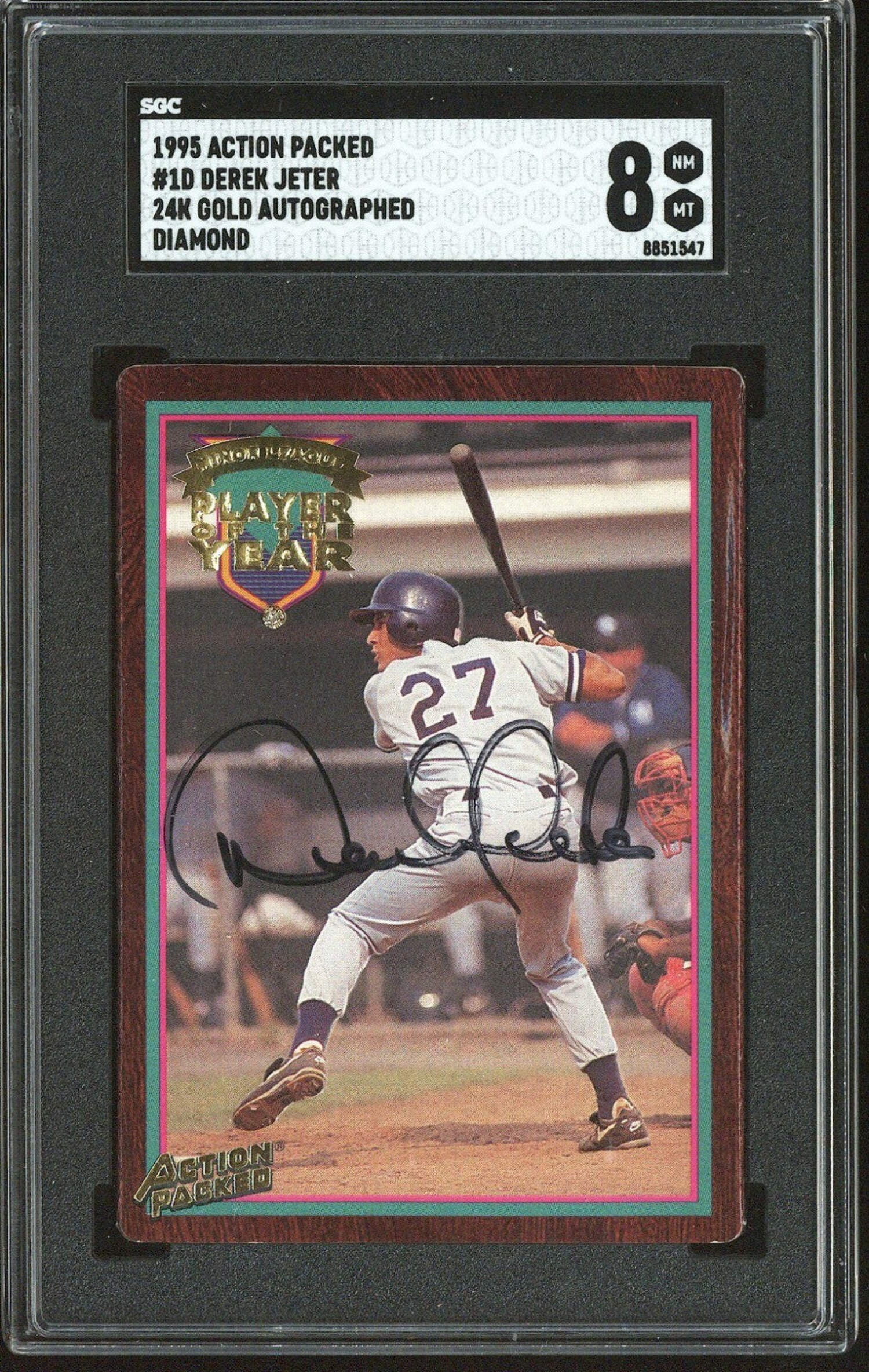 1995 Action Packed 24K Gold #1D Derek Jeter Signed RC Auto SGC NM/MT 8 ...