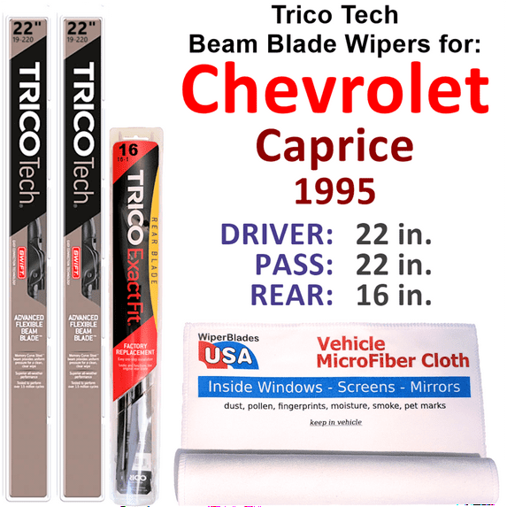 1995 Chevrolet Caprice Beam Blade Wipers (Set of 3) w/Rear Wiper