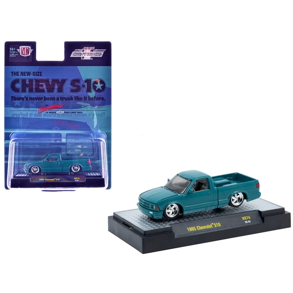 1995 Chevrolet S10 Pickup Truck Teal Metallic Limited Edition to 15400 pieces Worldwide 1/64 Diecast Model Car by M2 Machines