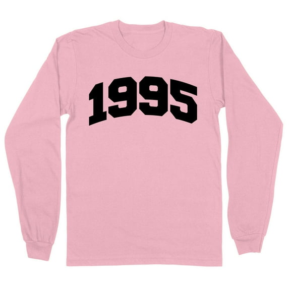 1995 College Style Long Sleeve Shirt Unisex Large Pink