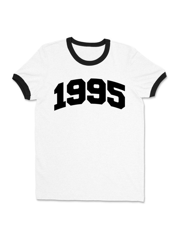 1995 College Style Ringer Tee Shirt Unisex 2X-Large White/Black