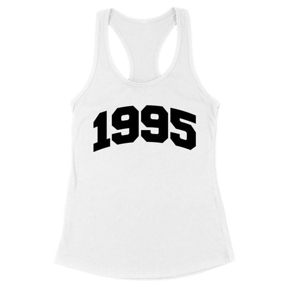1995 College Style Tank Top Fitted Racerback Women's Large White
