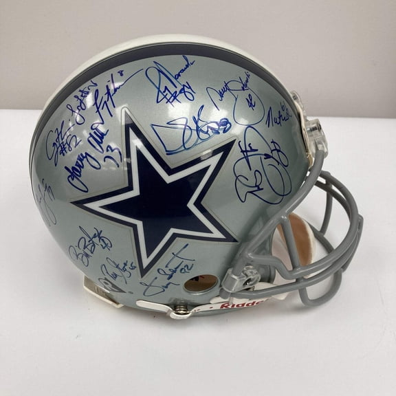 1995 Dallas Cowboys Super Bowl Champs Team Signed Authentic Helmet JSA COA