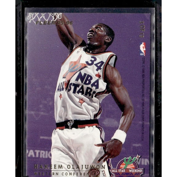 1995 Fleer All-Star Weekend Basketball Card Hakeem Olajuwon Shaquille O'Neal Orlando Magic NBA Basketball Trading Card