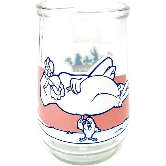 1995 Foghorn Leghorn Rooster & Henry Chicken #4 Jelly Jar Juice Glass - 6 oz.