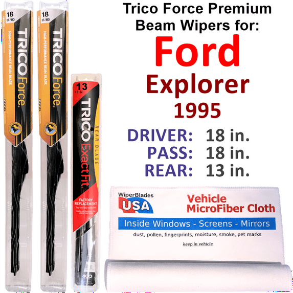 1995 Ford Explorer Performance Beam Wipers (Set of 3) w/Rear Wiper