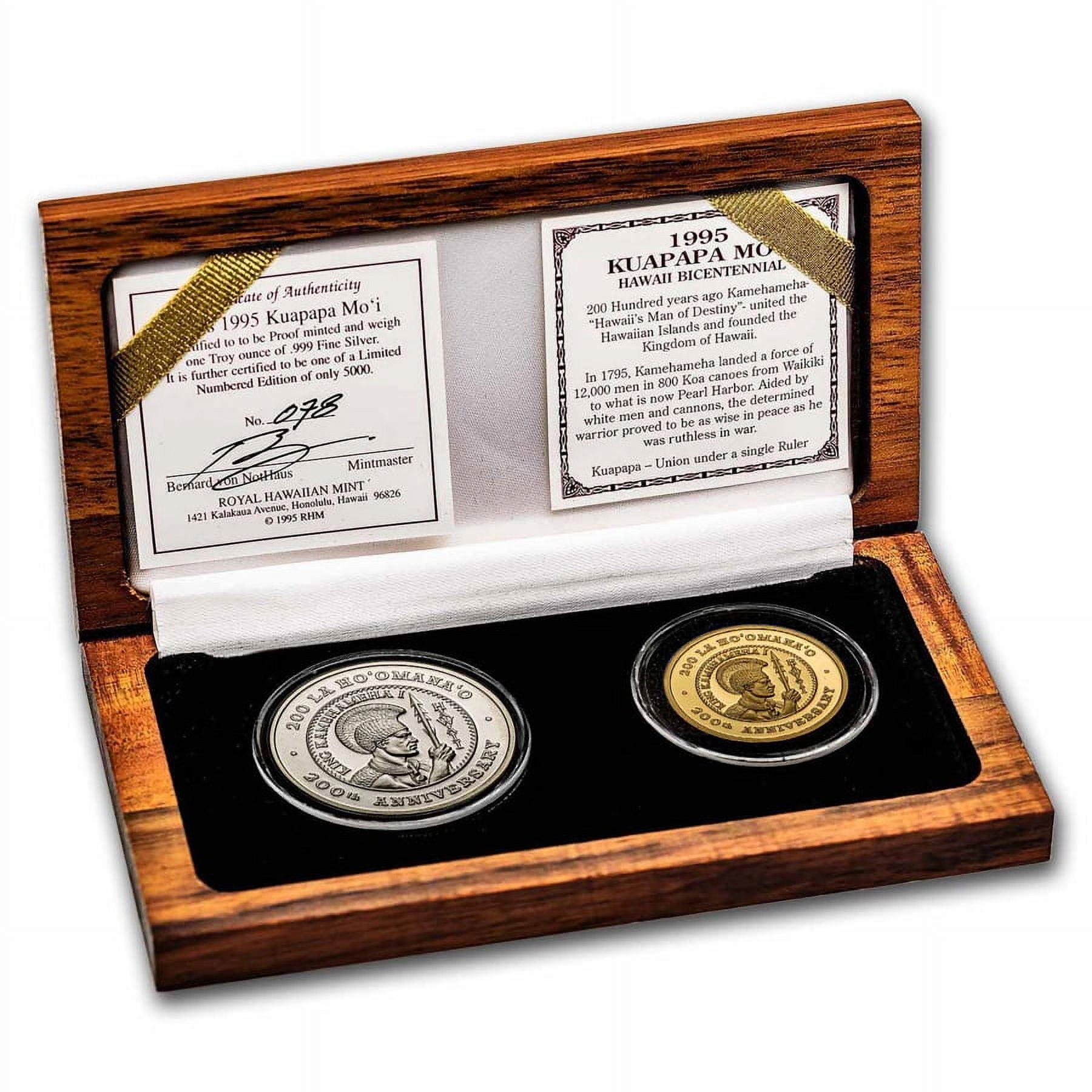 1995 Collectible Hawaiian 2-Coin Golden Ounce Oz & Silver 200th